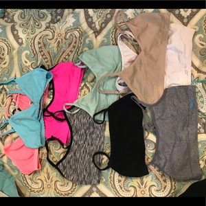 Bundle of 9 youth sizes sm-Med bras/sports bras